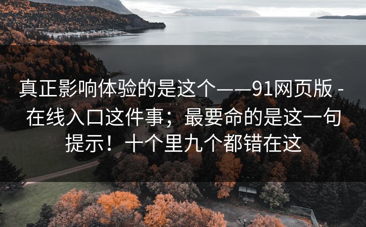 真正影响体验的是这个——91网页版 - 在线入口这件事；最要命的是这一句提示！十个里九个都错在这