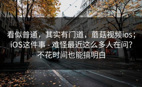 看似普通，其实有门道，蘑菇视频ios；iOS这件事 - 难怪最近这么多人在问？不花时间也能搞明白